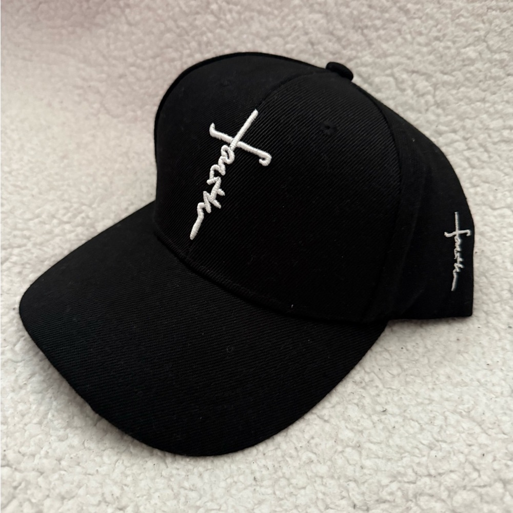 Faith Black Embroidered Cap